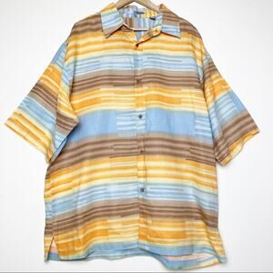 Lorenzino Linen Multi-Color Button Up Shirt Men’s Size 2X